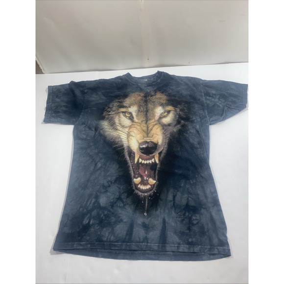 The Mountain Wolf Shirt Mens 2XL Blue Tie Dye Cotton Short Sleeve‎ 1998 Vintage - Picture 2 of 8